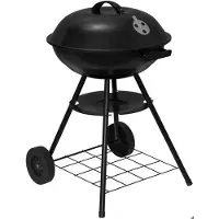 Helloshop26 Holzkohlegrill mit Rädern für Garten-Camping, schwarz 19_0000941