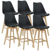 Helloshop26 Barhocker - - Set von 6 - Kunststoff und Buche - 105 x 48 x 58 cm - Schwarz