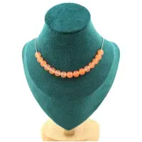 Bijoux Steine und Mineralien. Halskette mit 15 Perlen Achat orange 8 mm. Kette aus rostfreiem Stahl Halskette für Frauen, Männer. Personalisierte Größe.