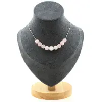 Bijoux Steine und Mineralien. Halskette mit 10 Perlen Rosenquarz 8 mm Kette aus Edelstahl Halskette für Frauen, Männer. Individuell anpassbare Größe.