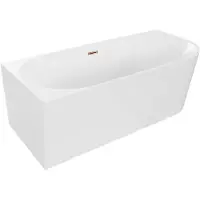 Mexen Mia freistehende Eckbadewanne links 140 x 75 cm, weiß, Überlauf roségold - 52691407500L-60