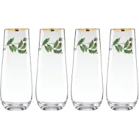 Lenoxx 889237 Holiday 4-teiliges Fl tenset ohne Stiel, Weihnachtsthema
