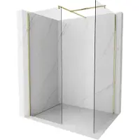 Mexen Kioto Walk-in Duschwand 130 x 115 cm, transparent, gebürstetes Gold - 800-130-202-55-00-115