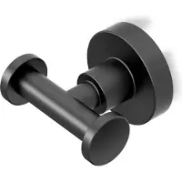 GATCO 5505 Badezimmer-Bademantelhaken, mattschwarz, Wandmontage, 6,6 cm breit, doppelter Bademantelhaken, Handtuchhaken