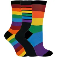 Sock Snob 3 Paar Herren Damen hell gemusterte gestreifte Baumwolle Regenbogen Socken