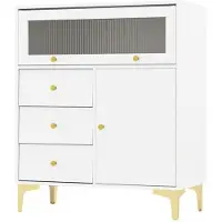 Helloshop26 Aufbewahrungskommode - - 3 Schubladen - 2 Schränke - Weiß - Metall