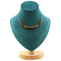 Bijoux Steine und Mineralien. Halskette 15 Perlen Tigerauge 6 mm. Kette aus Edelstahl Halskette für Frauen, Männer. Größe anpassbar.