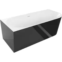 Mexen Mia freistehende Eckbadewanne links 160 x 80 cm, weiß/schwarz, Überlauf weiß - 52691608075L-20
