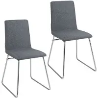Helloshop26 - Set aus 2 modernen Esszimmerstühlen 52 x 47 x 88 cm klappbare Rückenlehne bequeme Sitzfläche Metalloberfläche grauer 20_0012432