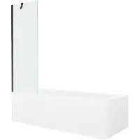 Mexen Vega rechteckige Badewanne 170 x 70 cm mit Verkleidung und 1-flügliger Duschabtrennung 60 cm, transparent, Schwarz - 55011