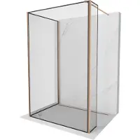 Mexen Kioto Duschwand Walk-in 130 x 100 x 30 cm, schwarzes Muster, gebürstetes Kupfer - 800-130-100-221-65-70-030