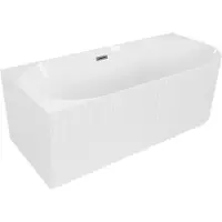 Mexen Gia freistehende Eckbadewanne geriffelt links 150 x 75 cm, weiß glänzend, Überlauf gun metal - 52701507500L-95