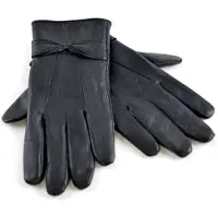 Sock Snob Damen Damen Fleece gefüttert Warm Schafsleder Handschuhe mit Schleife