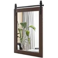 Helloshop26 Wandspiegel - - 76 x 56 cm - Rahmen aus Massivholz - Rustikaler Stil - Splitterschutzfolie