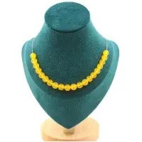 Bijoux Steine und Mineralien. Halskette mit 20 Perlen gelbe Achat 8 mm. Kette aus rostfreiem Stahl Halskette für Frauen, Männer. Personalisierbare Größe.