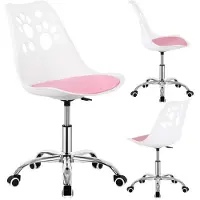 Springos Bürostuhl - - 2025 - Ergonomisch - Höhenverstellbar - Weiß/ Rosa Kunstleder