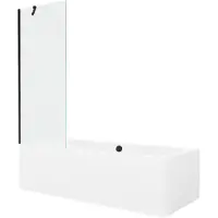 Mexen Cube rechteckige Badewanne 170 x 80 cm mit Verkleidung und 1-flügliger Duschabtrennung 70 cm, transparent, Schwarz - 55051