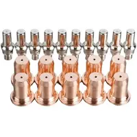 Wella 20 Stück IPT-60 PT-60 IPT-40 PT40 Elektrode 52582 Düse 51313P Passend für Plasmaschneidbrenner-Verbrauchsmaterial, Düse 1,0 mm (50 A)