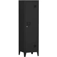 Helloshop26 Metallischer Schrank mit Fächern - - 137 x 38 x 38 cm - Schwarz - 3 Fächer - Verriegelbar