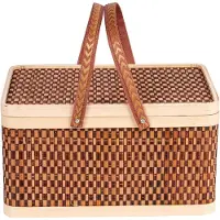 Typecat Neu Bambus Korb Natürliche-Freundliche Woven Picknick mit Deckel Handheld Snacks Brot Lagerung