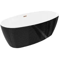 Mexen Lira freistehende Badewanne Muster 170 x 80 cm, weiß/schwarz, Überlauf Roségold - 52831708075-60