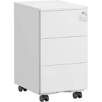 Helloshop26 Büromobile - - 3 Schubladen - Verschließbar - Mobil - Mattweiß