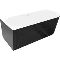 Mexen Silo freistehende Eckbadewanne links geriffelt 170 x 80 cm, weiß/schwarz, Überlauf weiß - 52891708075L-20