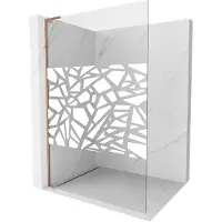 Mexen Kioto L Duschwand Walk-in 100 x 200 cm, weißes Muster, roségold - 800-100-103-60-85
