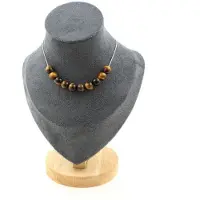 Bijoux Edelsteine und Mineralien. Halskette mit 10 Perlen Tigerauge 8 mm. Kette aus Edelstahl Halskette für Frauen, Männer. Individuell anpassbare Größe.