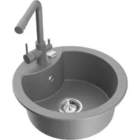 Mexen Diego 1-Becken-Granit-Spüle mit Mischbatterie Duero, Grau - 6512-71-671600-71