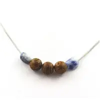 You do it Collier - Ein - Blaues Jaspis aus Südafrika - Holzperlen 8 mm - Edelstahl - Länge wählbar