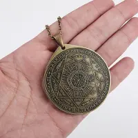 MaxPower (wie das Bild) Siegel der sieben Erzengel Halskette für Männer Vintage Solomon Talisman Halskette Schutzschmuck