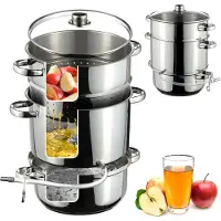 Kadax Dampfentsafter "Ruka", Fruchtentsafter aus Edelstahl mit Glasdeckel, Entsafter, 8L, Silber