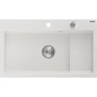 Mexen Omar Granitspüle 1-Kammer 800 x 480 mm, weiß, Chrom-Siphon - 6520801005-20