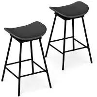 Helloshop26 Barhocker - - Drehbar - Schwarzes Kunstleder - Außergewöhnlicher Komfort - Set von 2