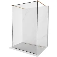 Mexen Kioto freistehende Duschwand 160 x 200 cm, schwarzes Muster 8 mm, gebürstetes Kupfer - 800-160-002-65-70