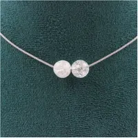 Bijoux Steine und Mineralien. Halskette mit 2 perlen Quarz aus Brasilien 8 mm Kette aus Stahl Halskette für Frauen, Männer. Anpassbare Größe.