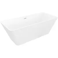 Mexen Tava freistehende gerillte Badewanne 170 x 75 cm, weiß, Überlauf gebürstetes Nickel - 52851707500-97