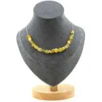 Bijoux Steine und Mineralien. Halskette mit 20 gelben Opalperlen aus Australien. Kette aus rostfreiem Stahl Halskette Damen, Herren. Größenpersonalisiert.