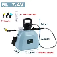 MaxPower (Blau-5L-7,4V) Elektrisches Batteriesprühgerät, Gartenarbeit, Bewässerung von Blumen, Kanne, Landwirtschaft,