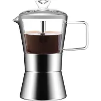 Exogio Moka-Induktions-Espressomaschine für Den Herd, Espresso-Moka- mit Glasplatte und Edelstahl, Klassische Italienische Kaffeemaschine, 240 Ml