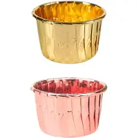 ABOOFAN 100Stk Gekräuselte Muffin Papierschalen Hitzebeständig (Pink, Golden)