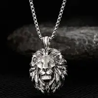 MaxPower (wie das Bild) Domineering Lion Head Pendant Necklaces Men's Trendy Fashion Hip Hop Necklace Ins Personalized