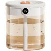 Torribaly H2O Luftbefeuchter, 2 l Fassungsvermögen, Doppeldüse mit LCD-Feuchtigkeitsanzeige, Diffusor für ätherische Öle, tragbar, USB, Weiß