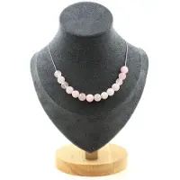 Bijoux Edelsteine und Mineralien. Halskette mit 15 Perlen aus Rosenquarz 8 mm Kette aus Edelstahl Halskette für Frauen und Männer. Anpassbare Größe.
