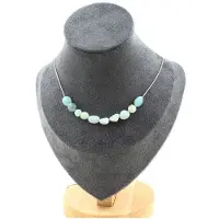 Bijoux Steine und Mineralien. Halskette mit 10 Amazonit-Perlen aus Brasilien. Edelstahlkette. Halskette für Frauen, Männer. Anpassbare Größe.