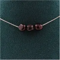 Bijoux Steine und Mineralien. Halskette mit 3 Spessartit-Granat-Perlen aus Mosambik. Edelstahlkette Halskette für Frauen, Männer. Personalisierte Größe.