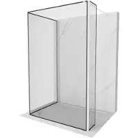 Mexen Kioto Duschwand Walk-in 130 x 90 x 40 cm, schwarzes Muster, weiß - 800-130-090-221-20-70-040
