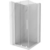 Mexen Velar L Duschkabine Schiebetür 120 x 120 cm, transparent, weiß - 871-120-120-03-20