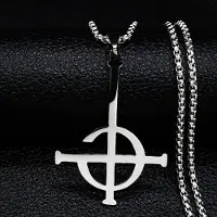 MaxPower (Silber) Ghost Bc Nameless Edelstahl Halskette Männer Ghoul Band Papst Emeritus Symbol Maske Grucifix